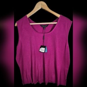 Ming Wang Pink Sleeveless Knit Top 1X NWT Luxury Travel Career